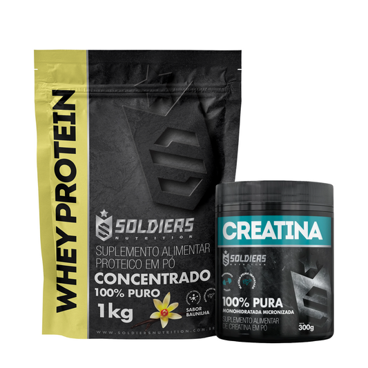 Kit Whey Protein Concentrado 1Kg + Creatina Monohidratada Pote 300g