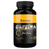 Frasco preto de suplemento alimentar cafeína em cápsulas, pré-treino, 60 cápsulas, 200mg