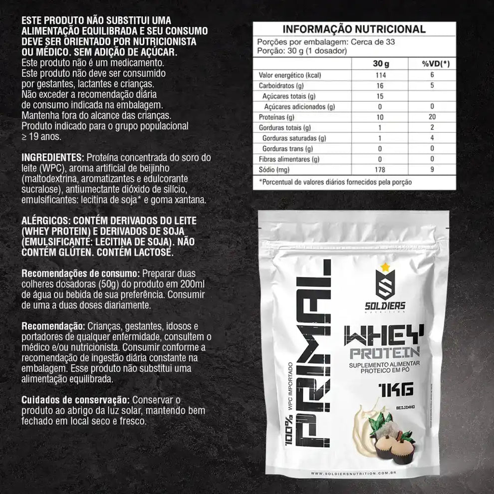 Whey Protein Primal Beijinho 1Kg - Soldiers Nutrition