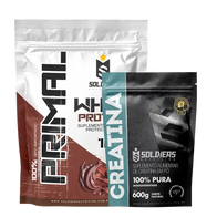 Kit: Whey Protein Primal 1Kg 100% Importado + Creatina Monohidratada 600g - Soldiers Nutrition