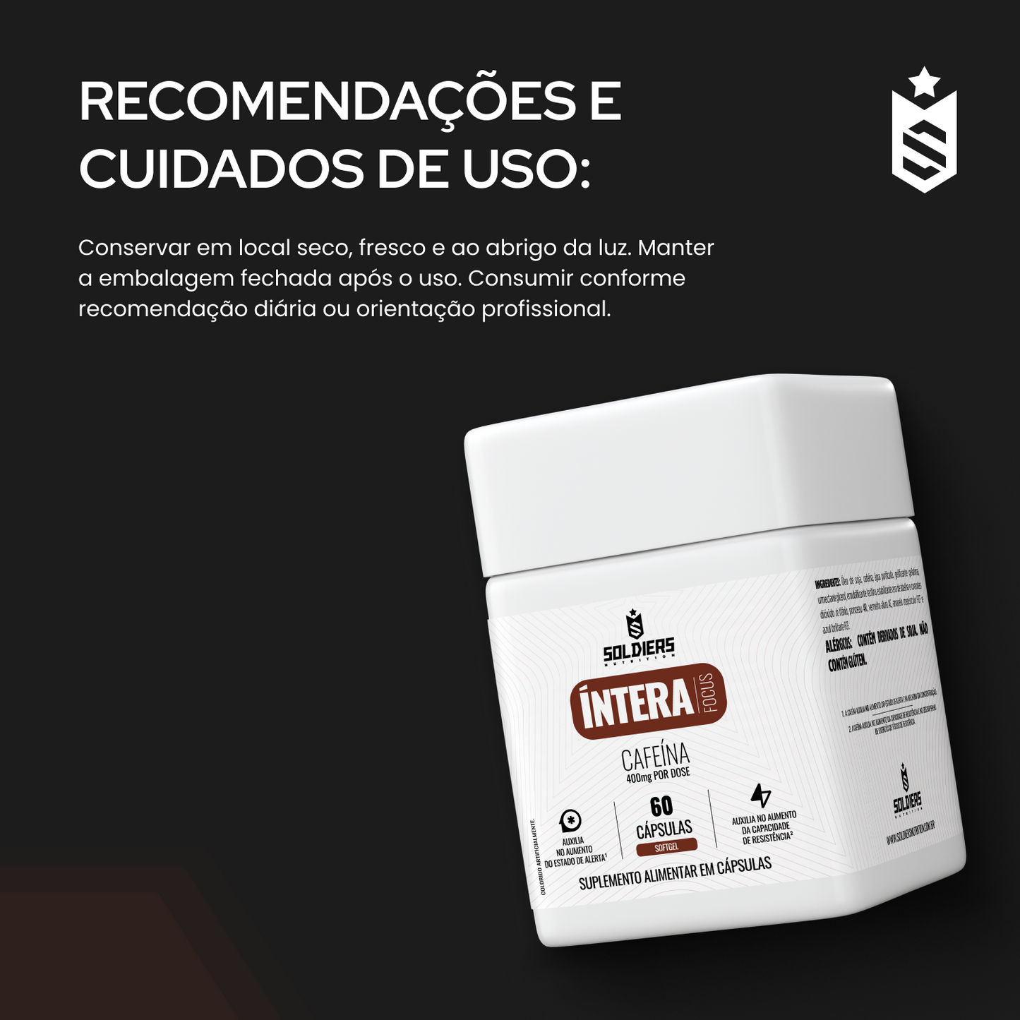 Cafeína 400g 60 Cáps - Íntera Focus