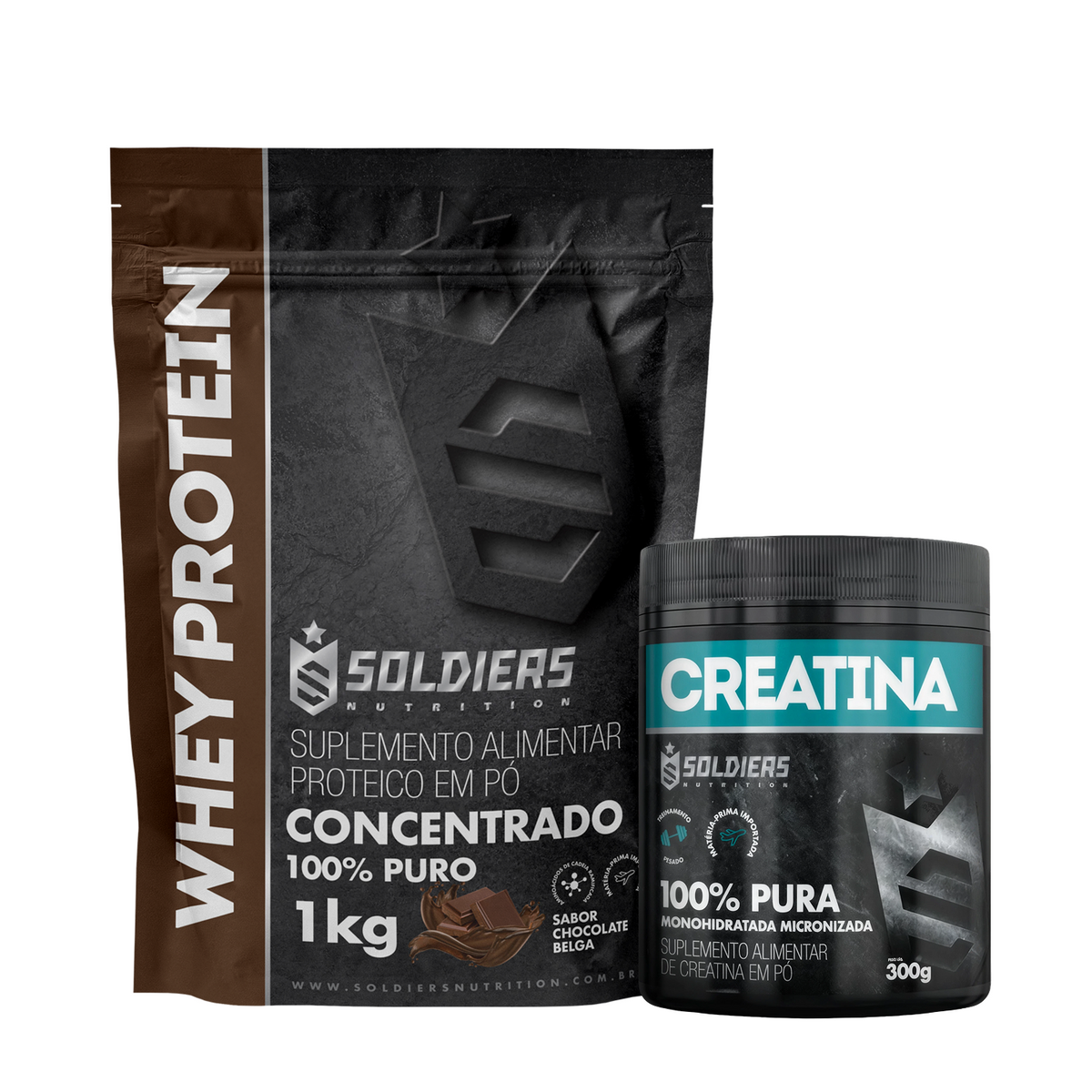 Kit Whey Protein Concentrado 1Kg + Creatina Monohidratada Pote 300g