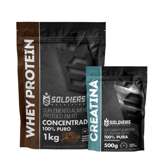 Kit Whey Protein Concentrado 1Kg + Creatina Monohidratada 500g