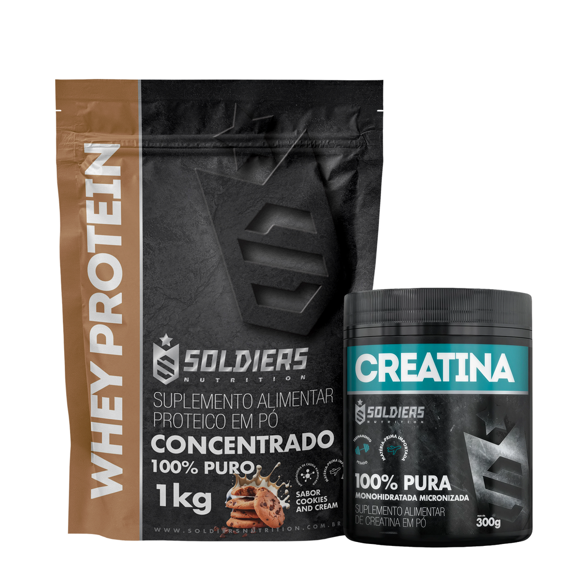 Kit Whey Protein Concentrado 1Kg + Creatina Monohidratada Pote 300g