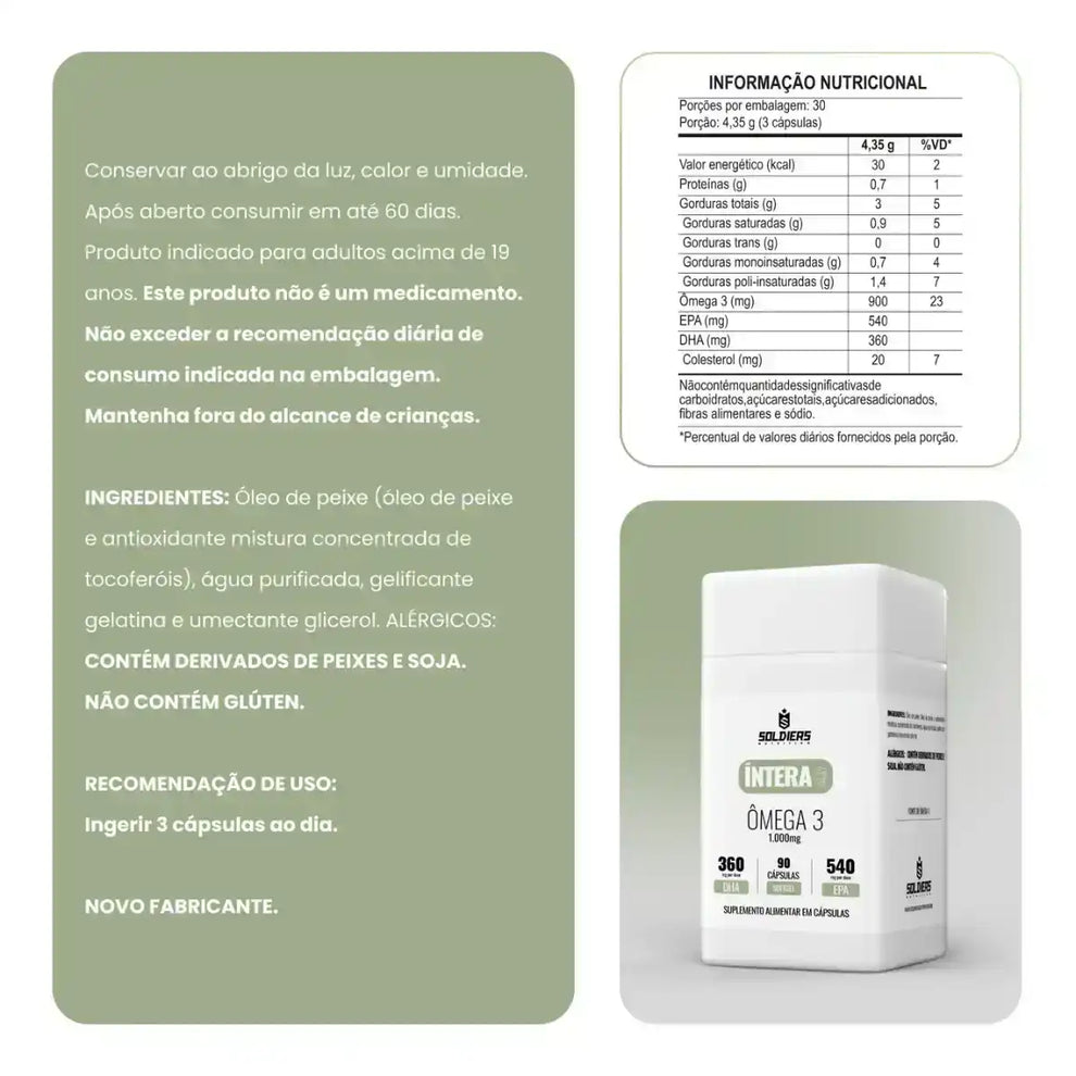 Ômega 3 Íntera Daily Saúde Cardiovascular e Cerebral - Soldiers Nutrition