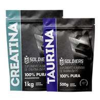 Kit: Creatina Monohidratada 1Kg + Taurina 500g - 100% Pura Importada - Soldiers Nutrition