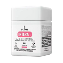 Pote de suplemento alimentar AZ Mulher Premium, 60 cápsulas, vitaminas, ômega 3, luteína.