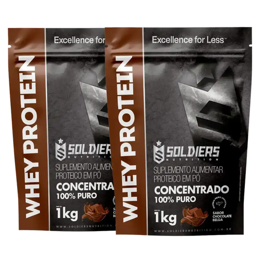 Dois pacotes de whey protein concentrado sabor chocolate belga 1kg suplemento alimentar