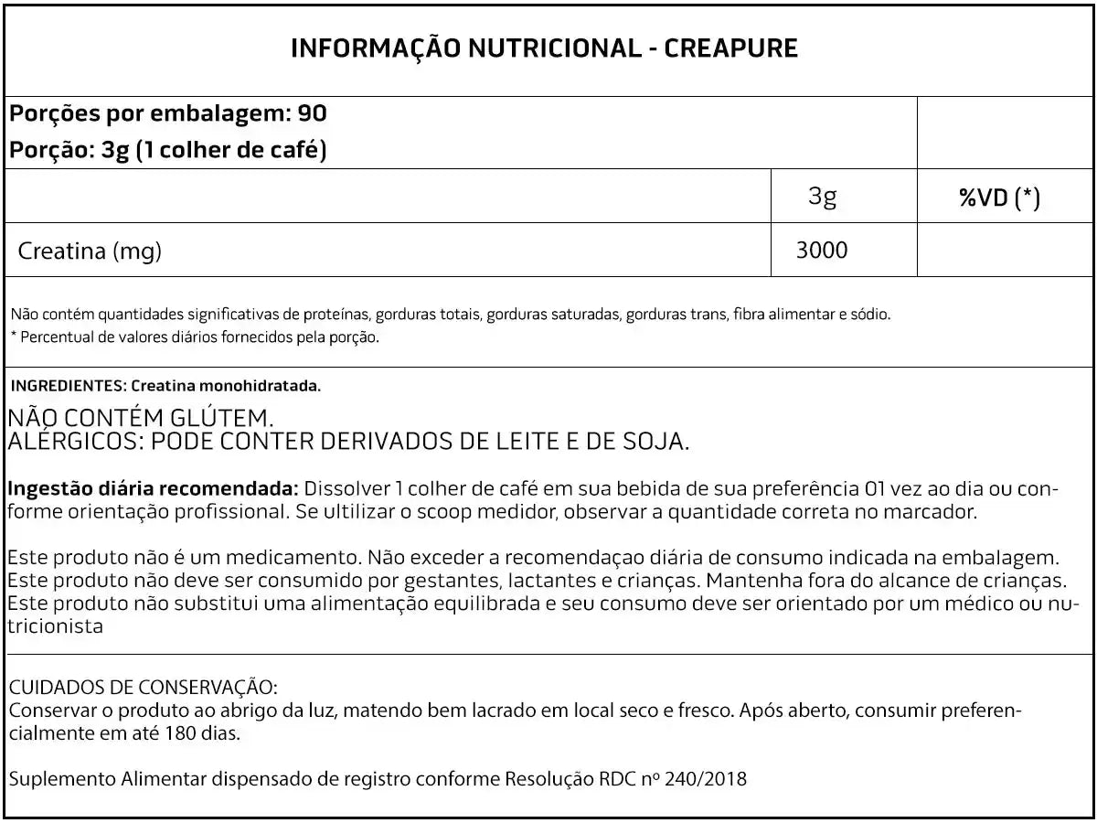 Creatina Creapure 270g - 100% Importada - Soldiers Nutrition