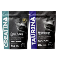 Kit: Creatina Monohidratada 250g + Taurina 250g - 100% Pura Importada - Soldiers Nutrition