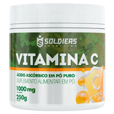 Pote de suplemento alimentar vitamina C em pó, ácido ascórbico puro, 1000mg porção, 250g