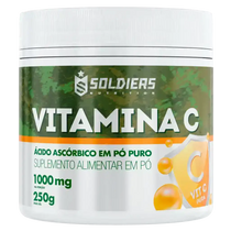 Pote de suplemento alimentar vitamina C em pó, ácido ascórbico puro, 1000mg porção, 250g