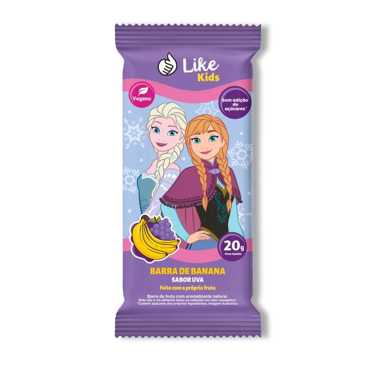Barra Banana Uva Sem Açúcar Vegana Caixa 3 Un - Like Kids