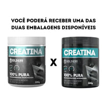 Duas embalagens de creatina monohidratada micronizada 300g, tampas branca e preta.