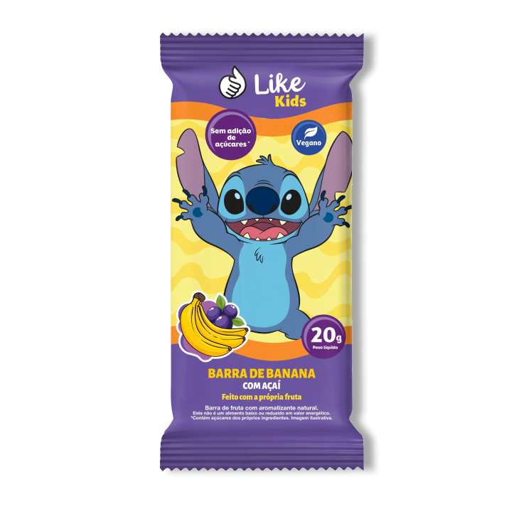 Barra Banana Açaí Sem Açúcar Vegana Caixa 3 Un - Like Kids