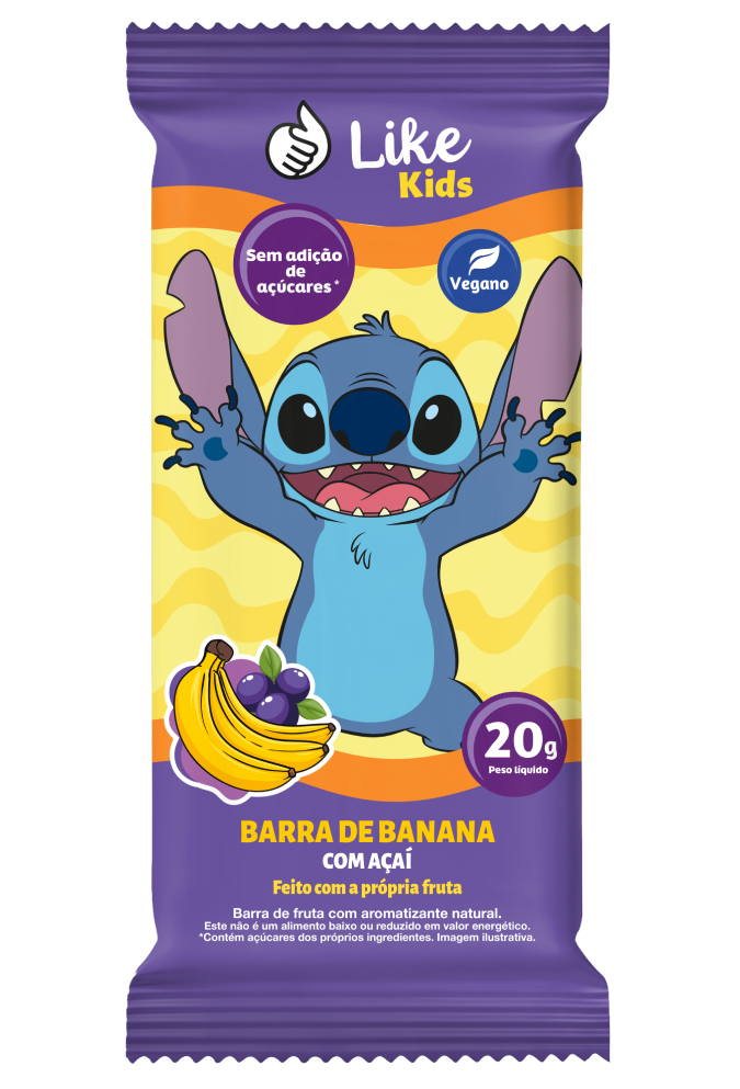 Barra de banana Like Kids sabor acai — foto isolada v2