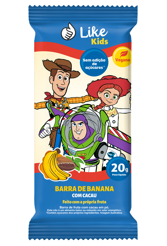 Barra de banana Like Kids sabor cacau — foto isolada v2