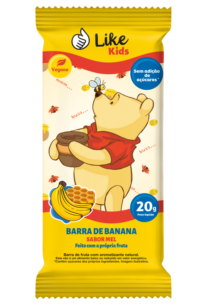 Barra de banana Like Kids sabor mel — foto isolada v2