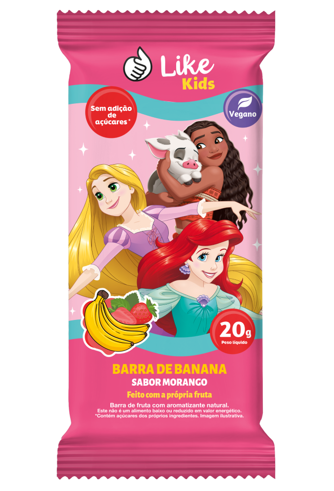 Barra de banana Like Kids sabor morango — foto isolada v2