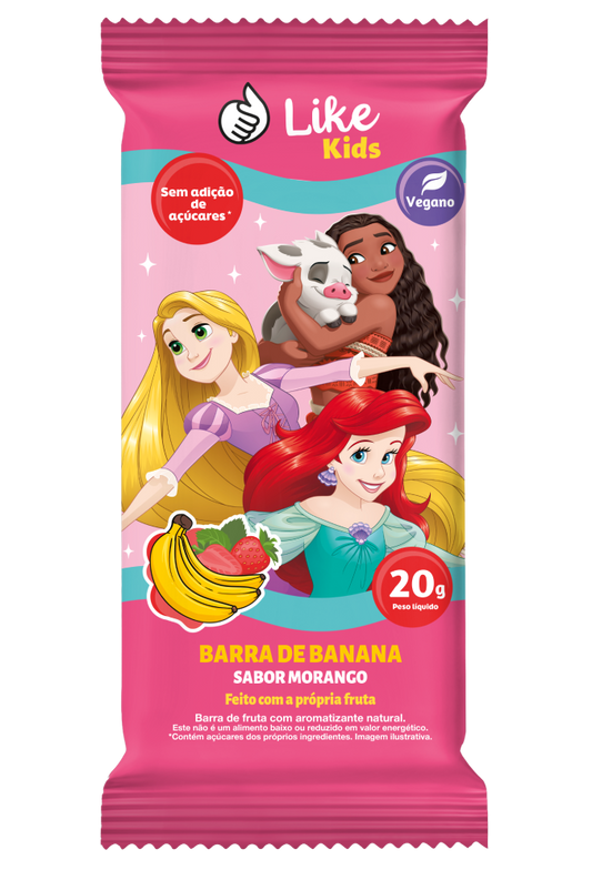 Barra de banana Like Kids sabor morango — foto isolada v2