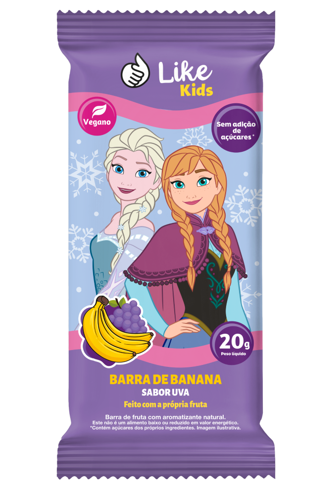 Barra de banana Like Kids sabor uva — foto isolada v2