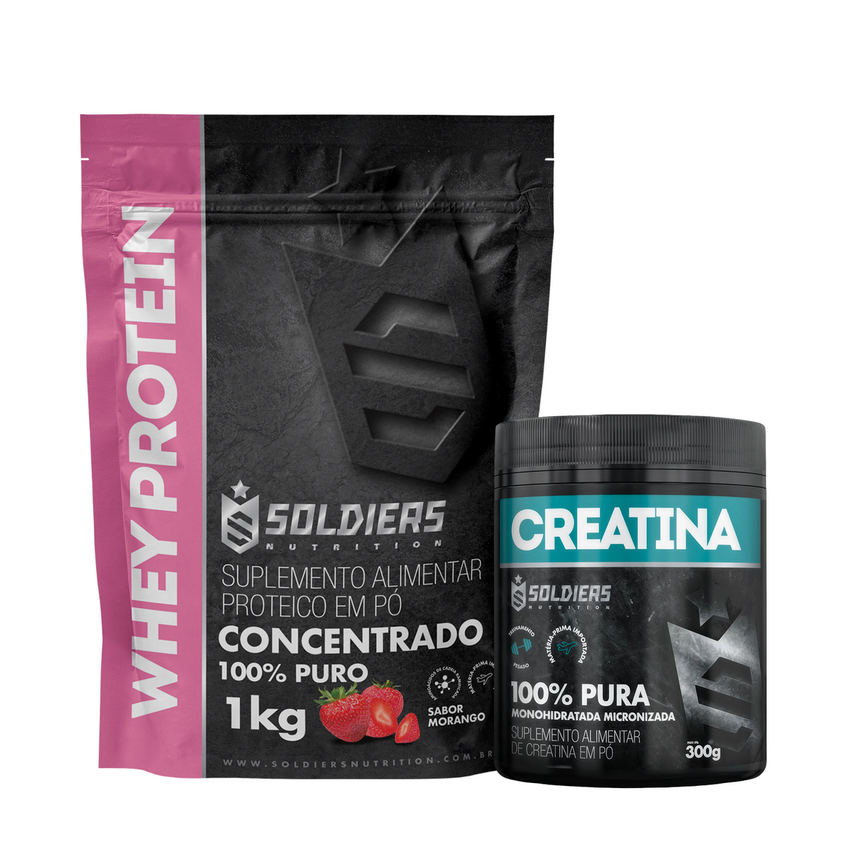 Kit Whey Protein Concentrado 1Kg + Creatina Monohidratada Pote 300g