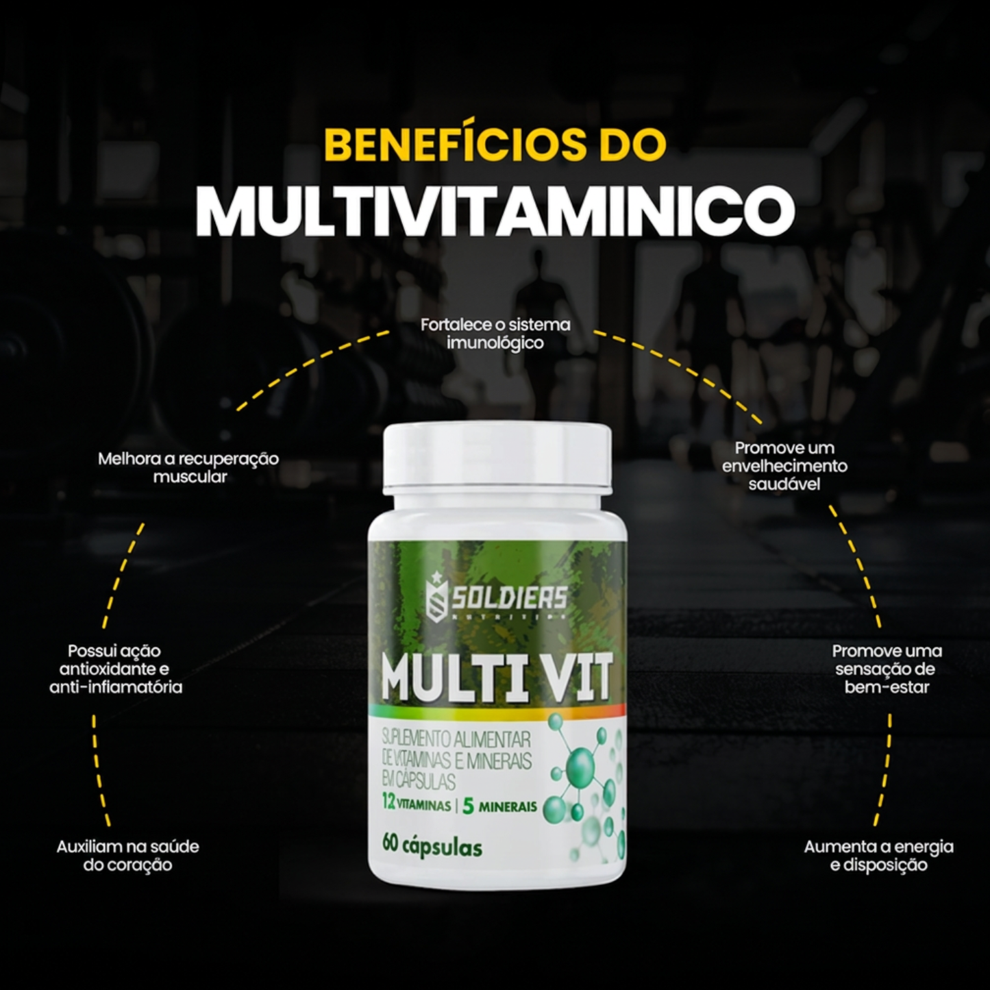 Multivitamínico 12 Vitaminas e 5 Minerais - 60 Cáps