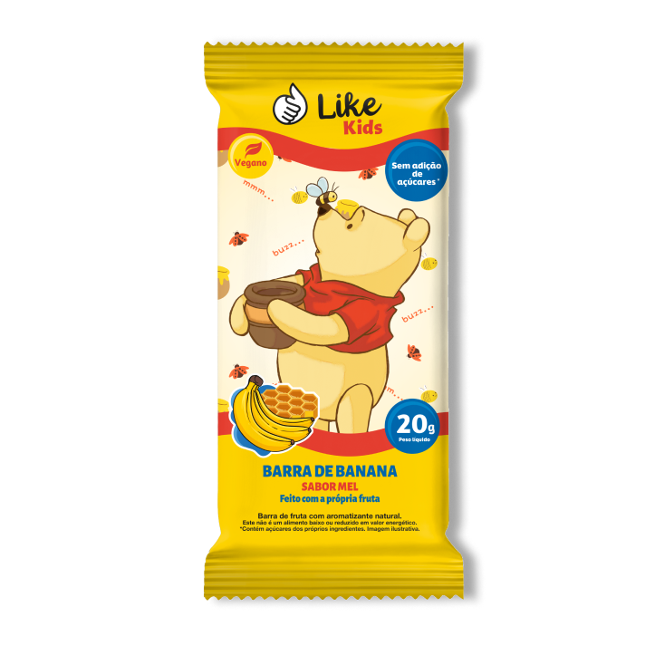 Barra Banana Mel Sem Açúcar Vegana  Caixa 6 Un - Like Kids