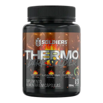 Pote de suplemento alimentar Thermo Dark Soldier, 60 cápsulas, com cromo, L-carnitina e cafeína.