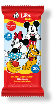 Barra Banana Maçã Sem Açúcar Vegana  Caixa 6 Un  - Like Kids
