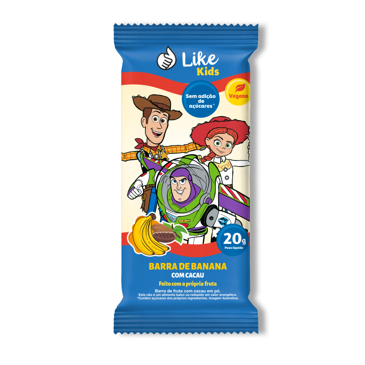 Barra Banana Cacau Sem Açúcar Vegana  Caixa 12 Un - Like Kids