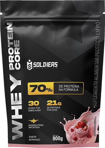 Pacote do Whey Core sabor Morango